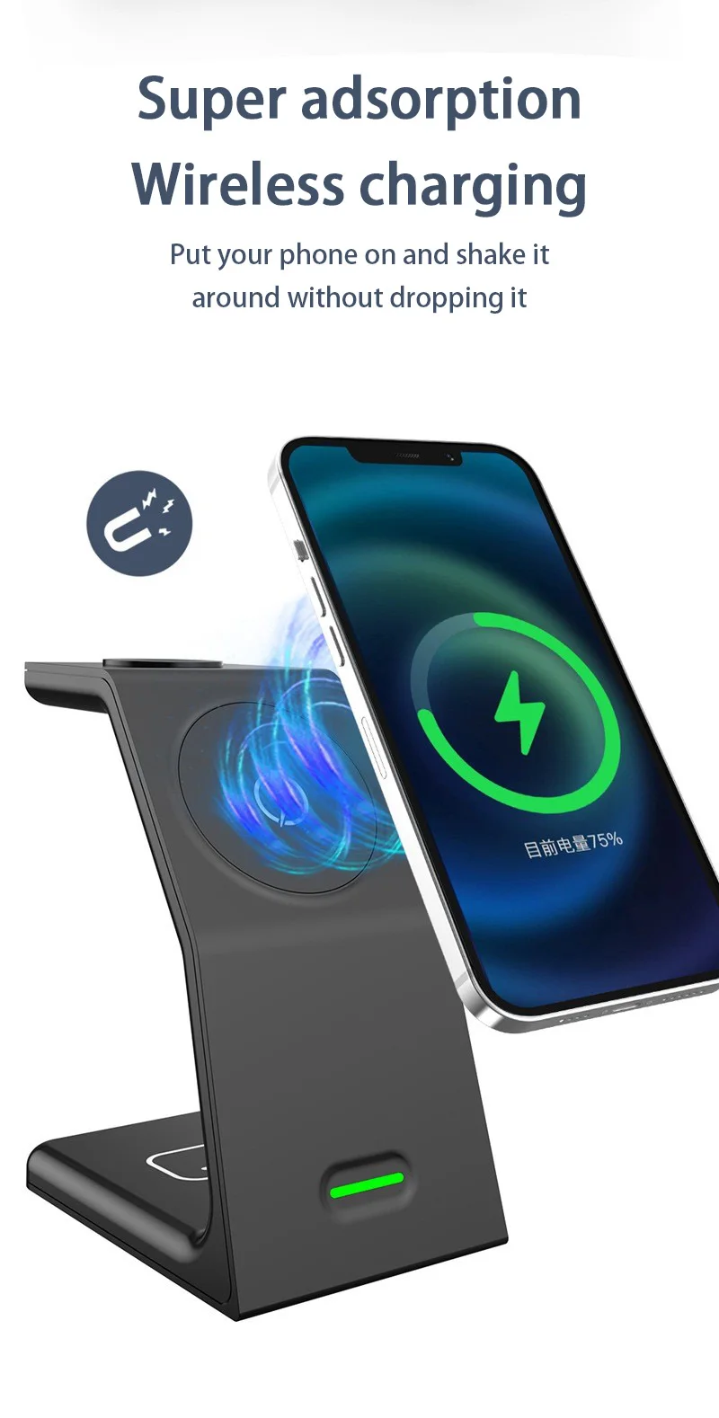 Wireless Fast Charger Qi 15w 5w 3w Mobile Phone Charging 3 In 1 