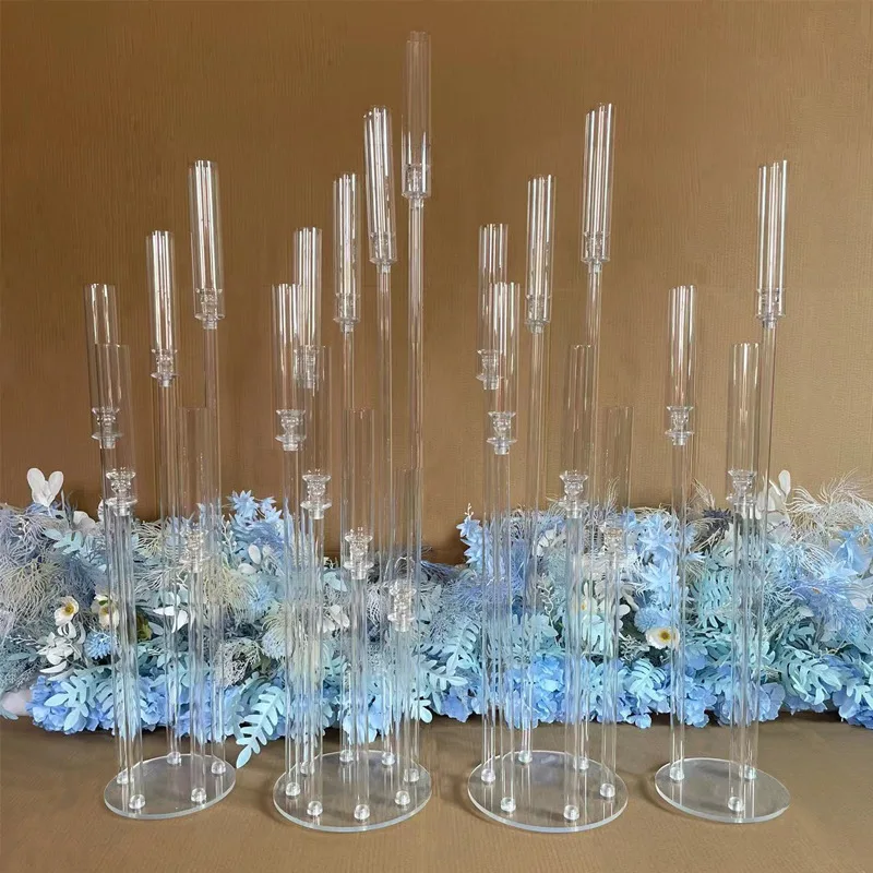 8 Arm Decorating Candle Holders Clear Crystal Taper Tall Pillar Wedding