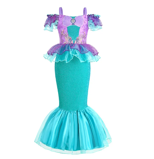 little mermaid dress up clothes Girls Little Mermaid Princess Costume Dress Purple / 3T