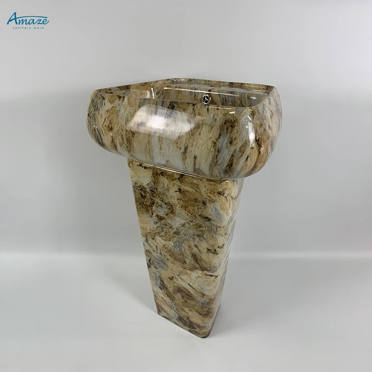 Hot sale modern natural marble bathroom ceramic pedestal wash basin sink supplier