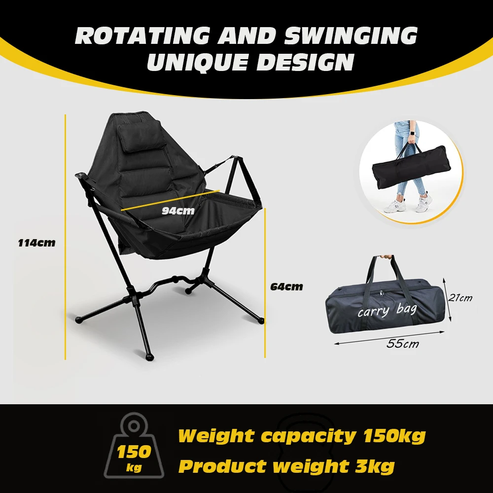 Hammock Rocker Chair Portable Folding Hammock Camping Chair - Perfect for Adults
