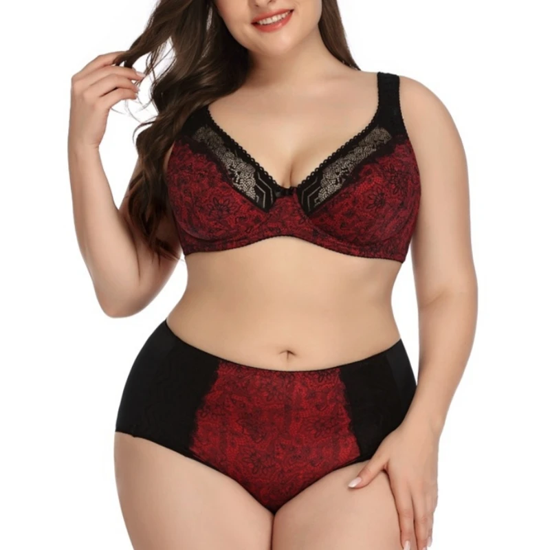 Plus-Size Wireless Lace Bra Set, 38/85D-48/110D (ZR193) product reference view 6