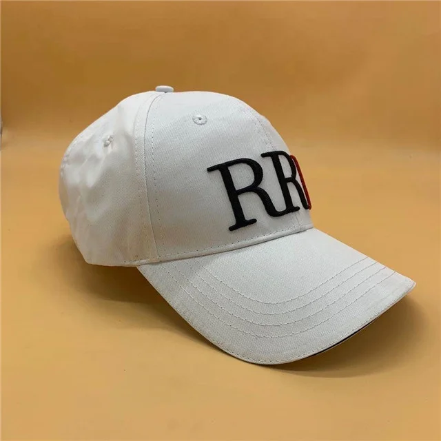 Embossed Metal White Robb Report 3D Embroidery Baseball Cap in Bulk
