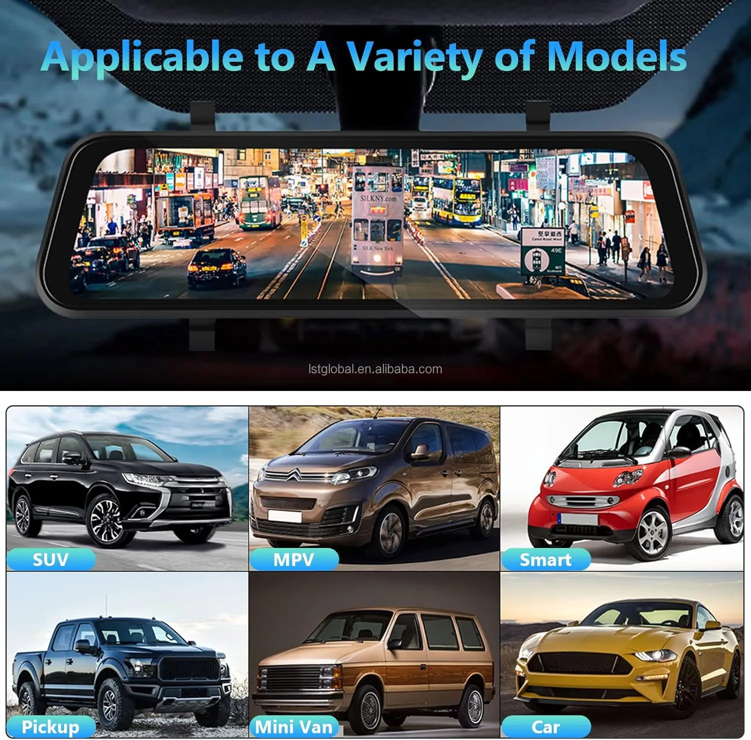 10 Inch Touch Screen Multimedia Stereo Car Dvr Dual Lens Dash Camera 4K ...