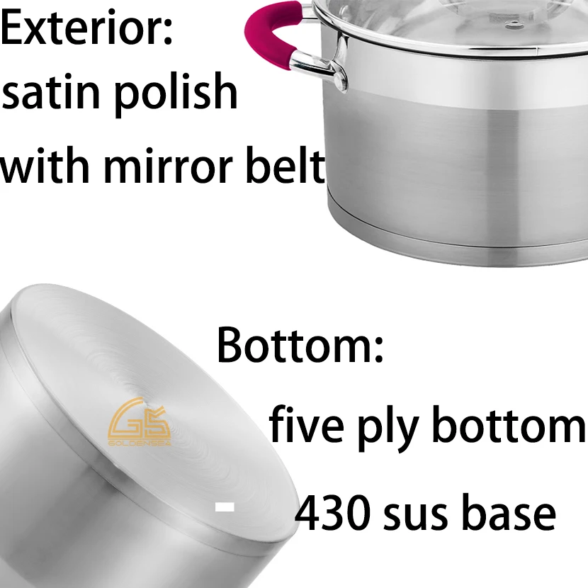Non-stick Cookware Sets 8 Piece Pots and Pans Set Kitchen Glass Ware 5 Ply Steel Stainless Cooking Pot Set with Silica Handle