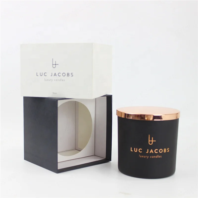 10oz Matte Black & White Glass Candle Jars with Metal Lid for Custom ...