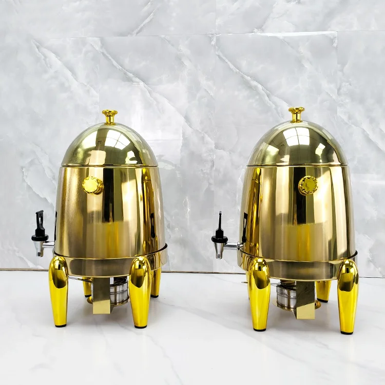 12L Golden Stainless Steel Coffee Dispenser Hotel Catering Heating Drink Container Beverage Dispenser for Cold Drinks Juices