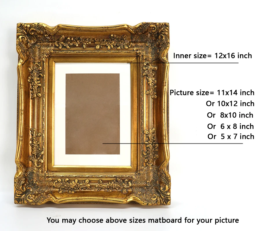 12x16 Vintage Antique Style Baroque Old Gold Bronze Ornate #1360G Picture Frame 