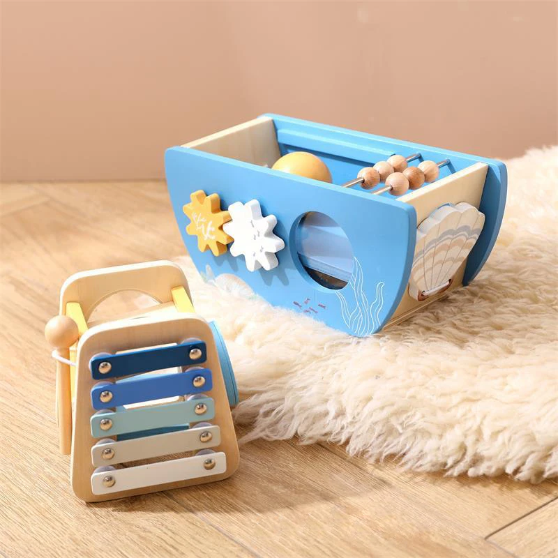 New Arrival 5-in-1 Multifunction Wooden Pirate Ship Toys Kids Montessori Toys Early Learning Educational Toys for Baby Toddlers