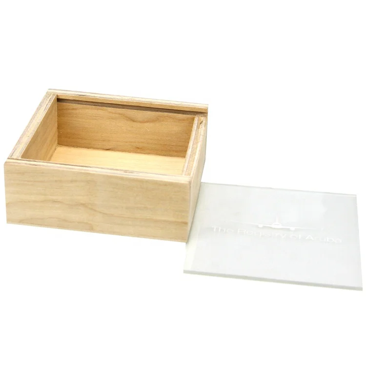 Custom Size Unfinished Small Wooden Storage Box with Sliding Lid for Packaging