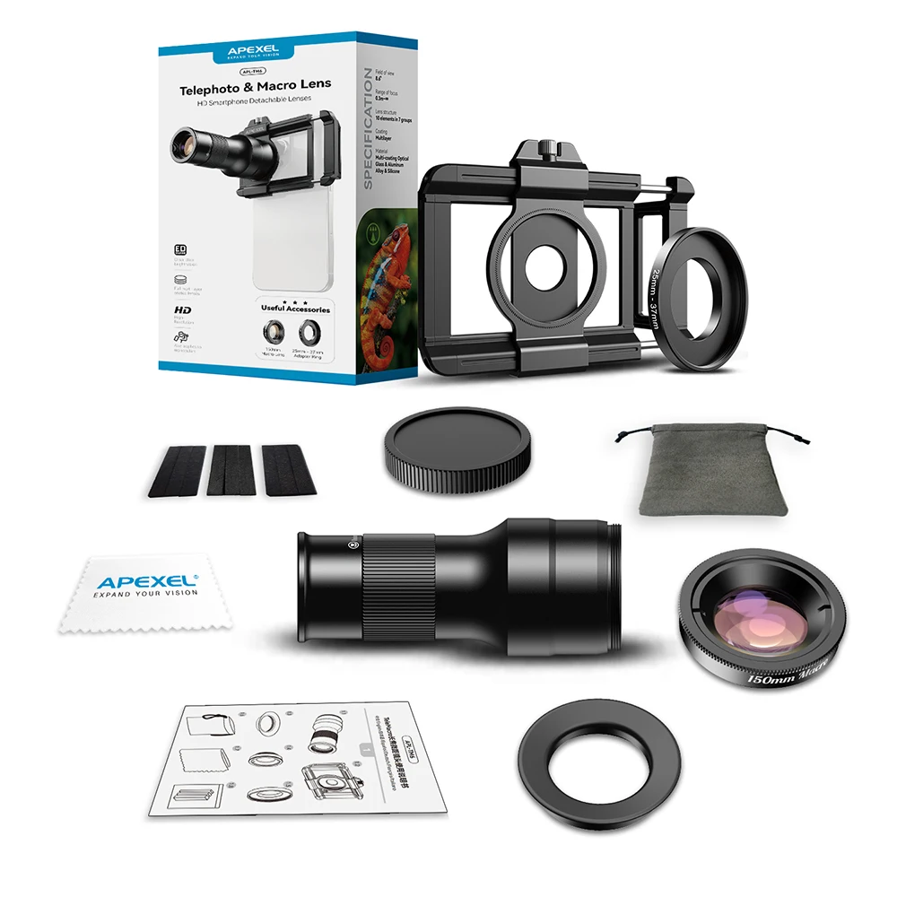 Apexel 6X Telephoto 150mm Macro Lens Kit Versatile Photography