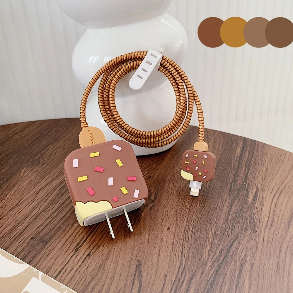 Cartoon Iphone Charging Cable Protector Cover for 18W/20W EU US Charger Case Cable Cord Winder Protect