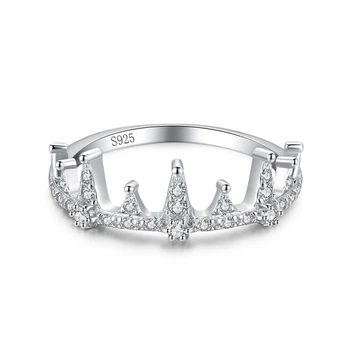 Sterling Silver 925 Crown Ring With White C.Z. Micro Set - Sizes 5