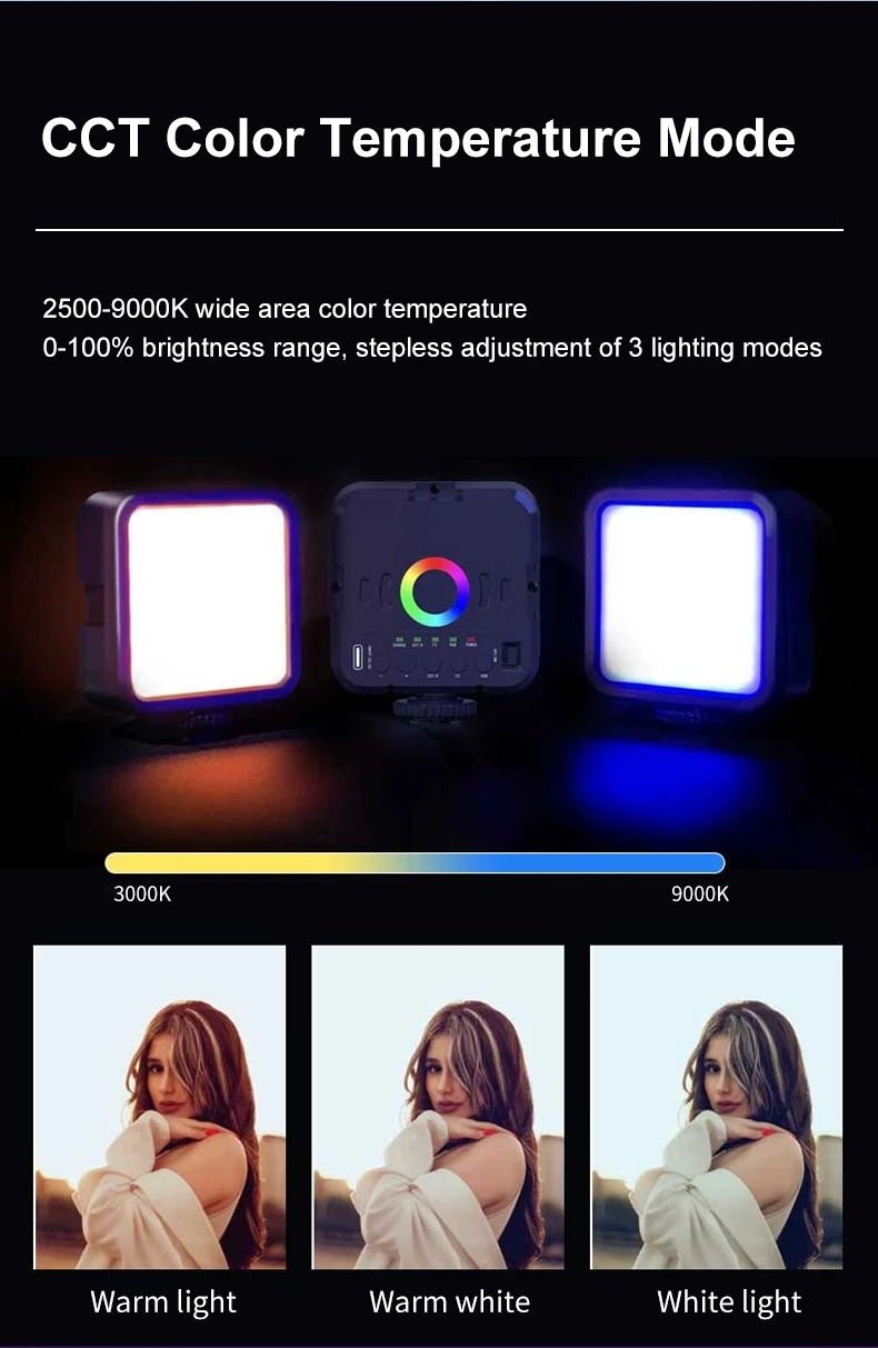 Mini RGB Dimmable LED Light 70 LED Beads 3000K-9000K Color Temperature Portable Vlog Led Light Photography Led Light details