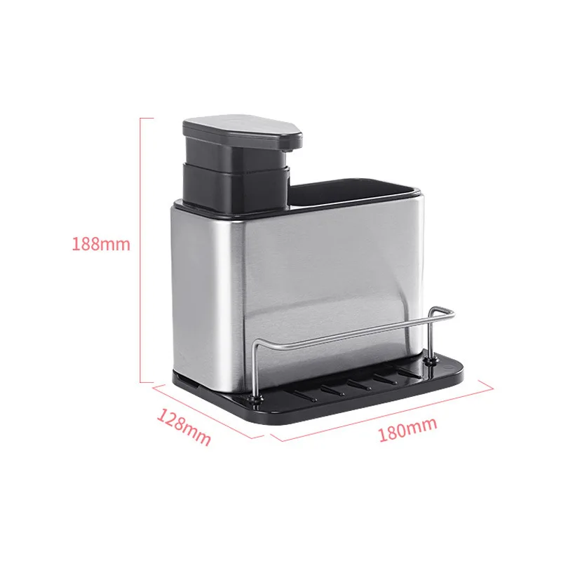 3-in-1 Sponge Holder Drainer Drying Rack for Kitchen Hardware Sink Caddy with Soap Dispenser