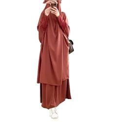 2021 Muslim Prayer Overhead Two Piece Long Hijab Clothing Abaya Dubai Women Dress Muslim Styles Overhead Khimar Jilbab