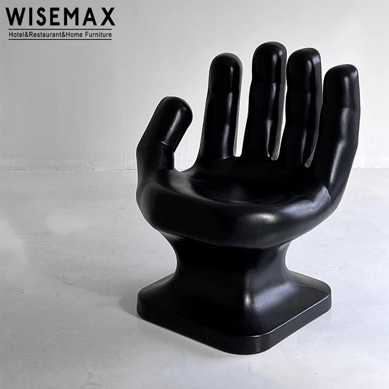 WISEMAX FURNITURE Vintage Mid-Century Hand-Shaped Lounge Chair Indoor Outdoor Plastic Art Decor Leisure Chair for Living Room