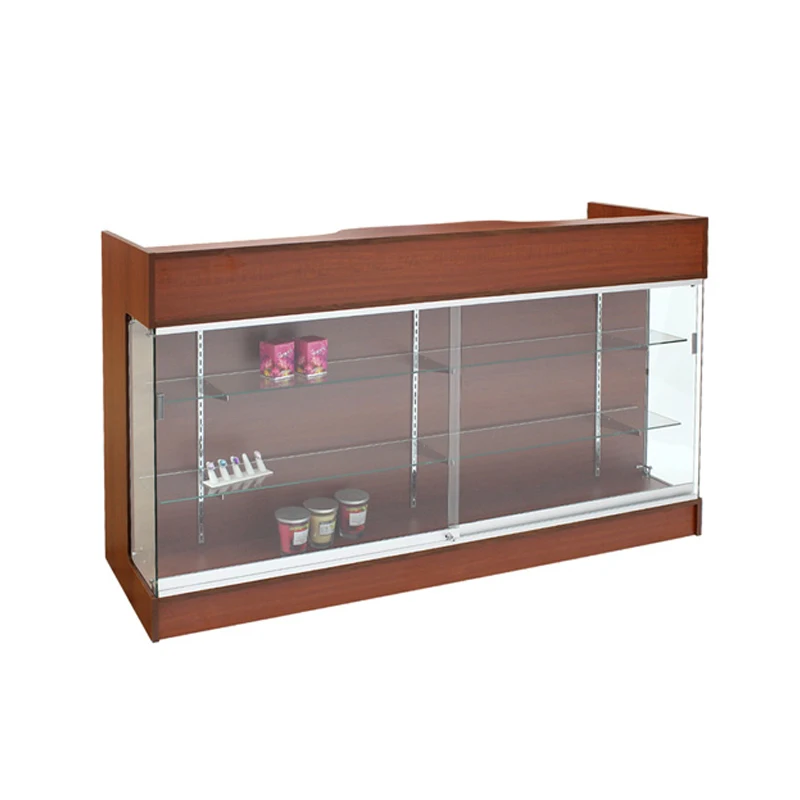 Black Ledgetop Counter with Glass Showcase