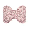 Pink linen leopard print bow lumbar support