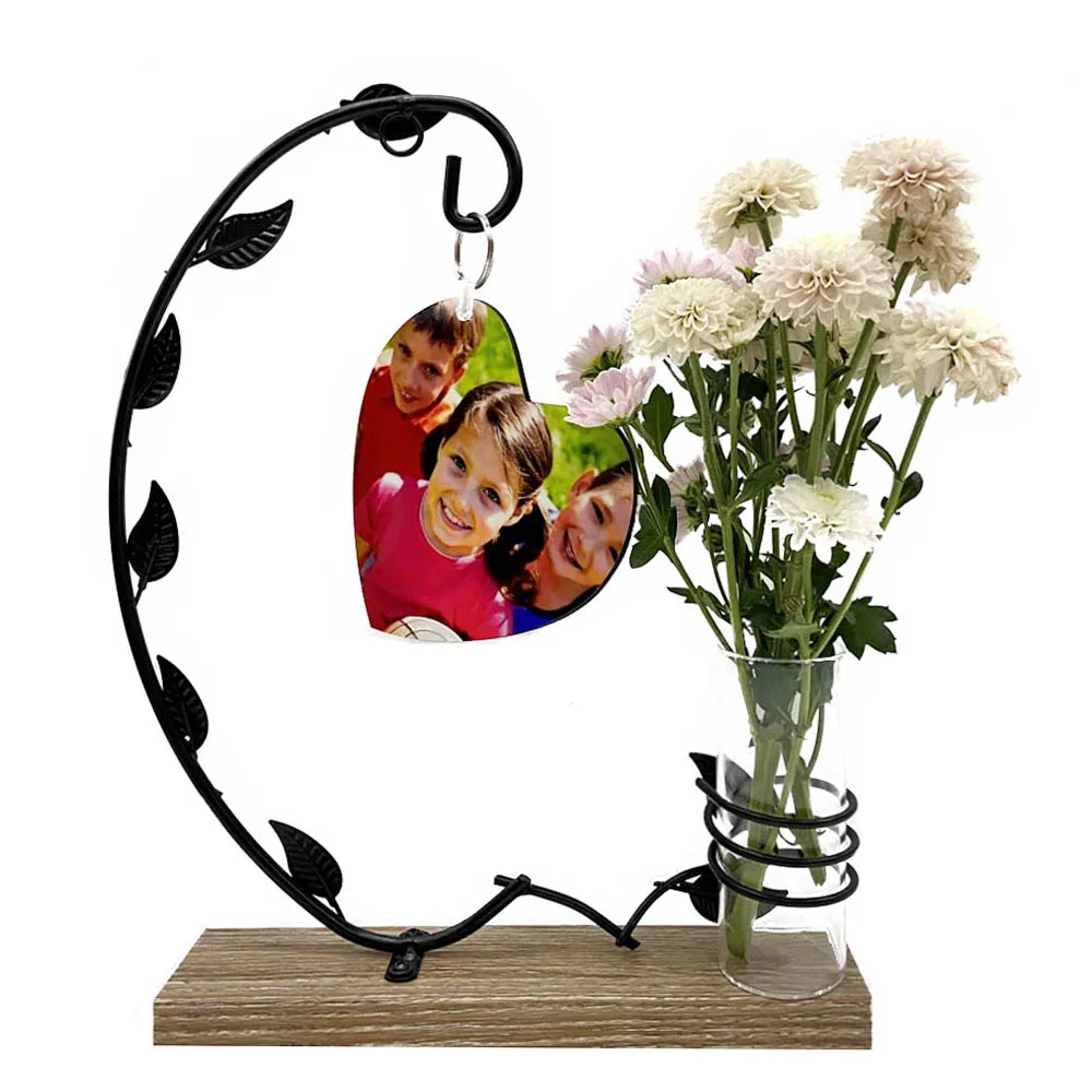 Board Sublimation Blank Photo Frame with Vase for Home Decoration Arrival Metal with Wood New Iron Artwork Black and Gold 20pcs