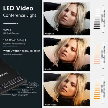 Neewer LED Video Conference Panel Light Kit with Clip & Phone Holder for IPhone/Tablet/Laptop with 3 Light Modes detail image