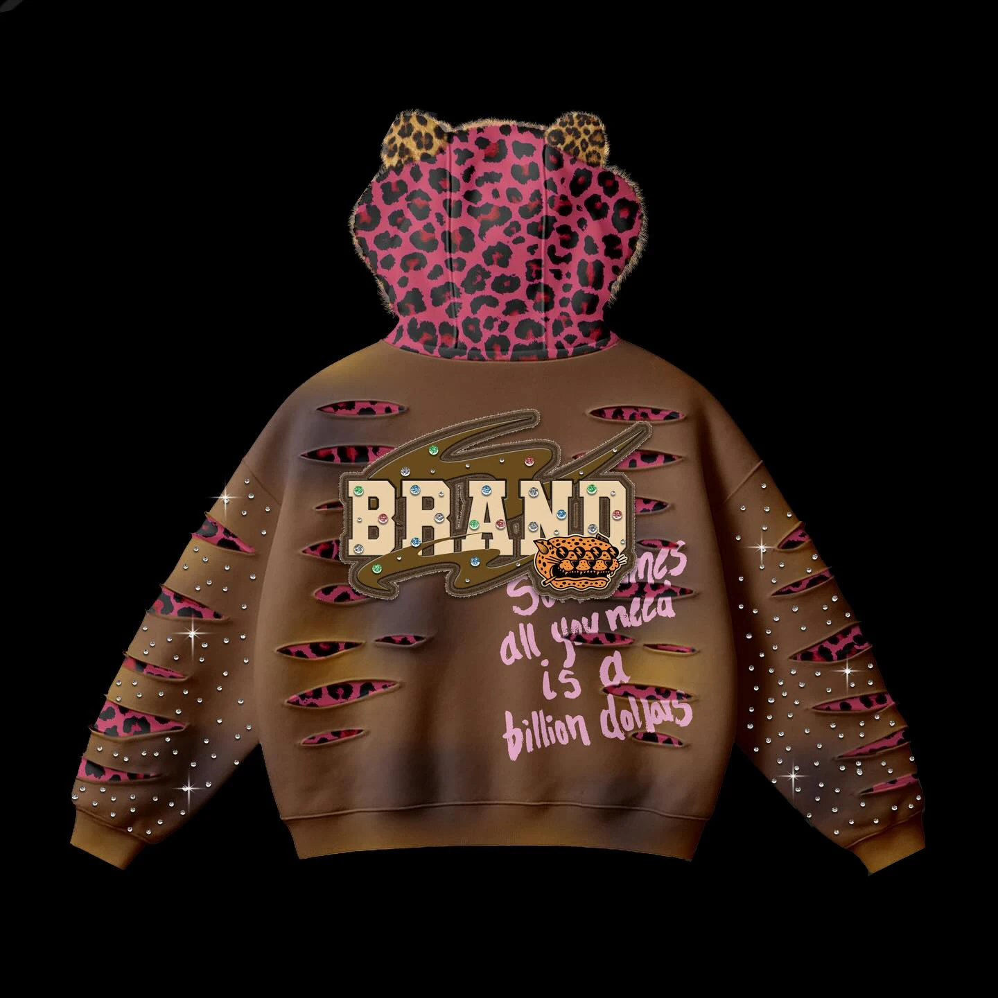 Salati Thick Cotton Acid Washed Streetwear Hoodie Custom Distressed Embroidery Patched Men Sunfaded Rhinestone Patch Hoodie gallery 3