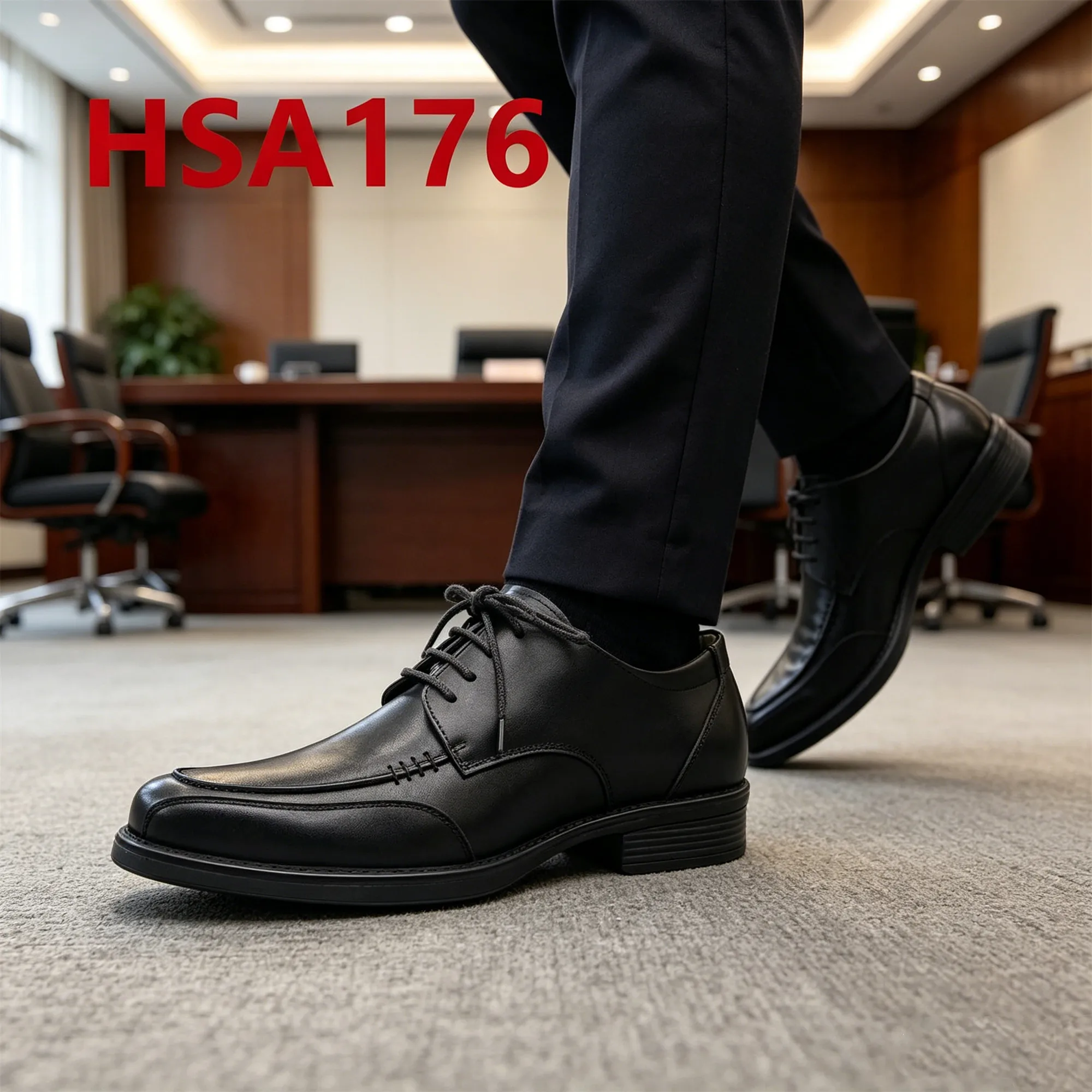 ZYF,Workplace Using square Toe Style Men Office Dress Shoes for Sale Full Grain Leather Black Business Uniform Shoes HSA176