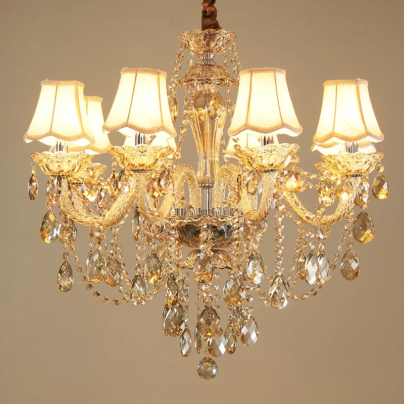 JYLIGHTING Creative elegant texture European classic retro romantic cognac living room dining room candle glass crystal chandelier