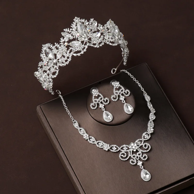Manna Banquet Party Crystal Wedding Tiara Necklace Earrings Luxury Full ...