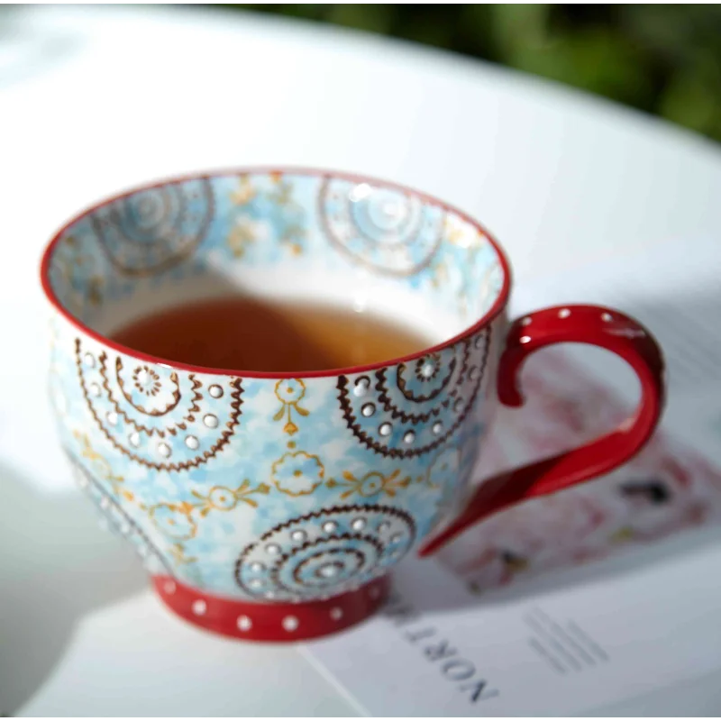 Boho Style Hand Drawn 16 Oz Ceramic Mug - Unique Coffee Cup