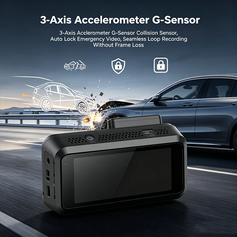 VS1135 4K UHD Dash Cam & Video Recorder 3 Inch IPS HD Display Dual Lens Real-time Video Playback Speaker Mic Easy Installation