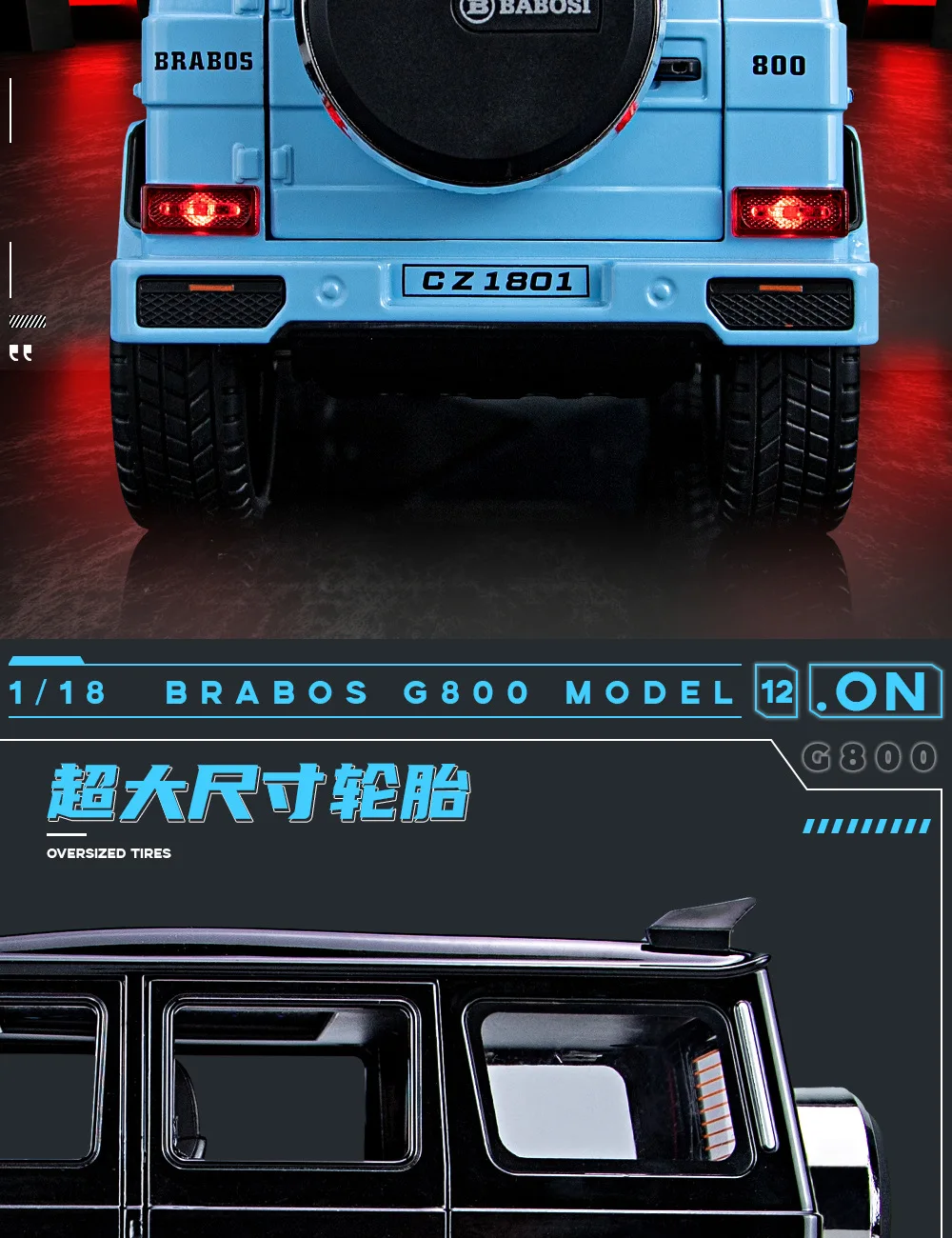 Diecast 118 Mercedesbenz Babos G800 Sound And Light Pullback Car Model Door Open Metal