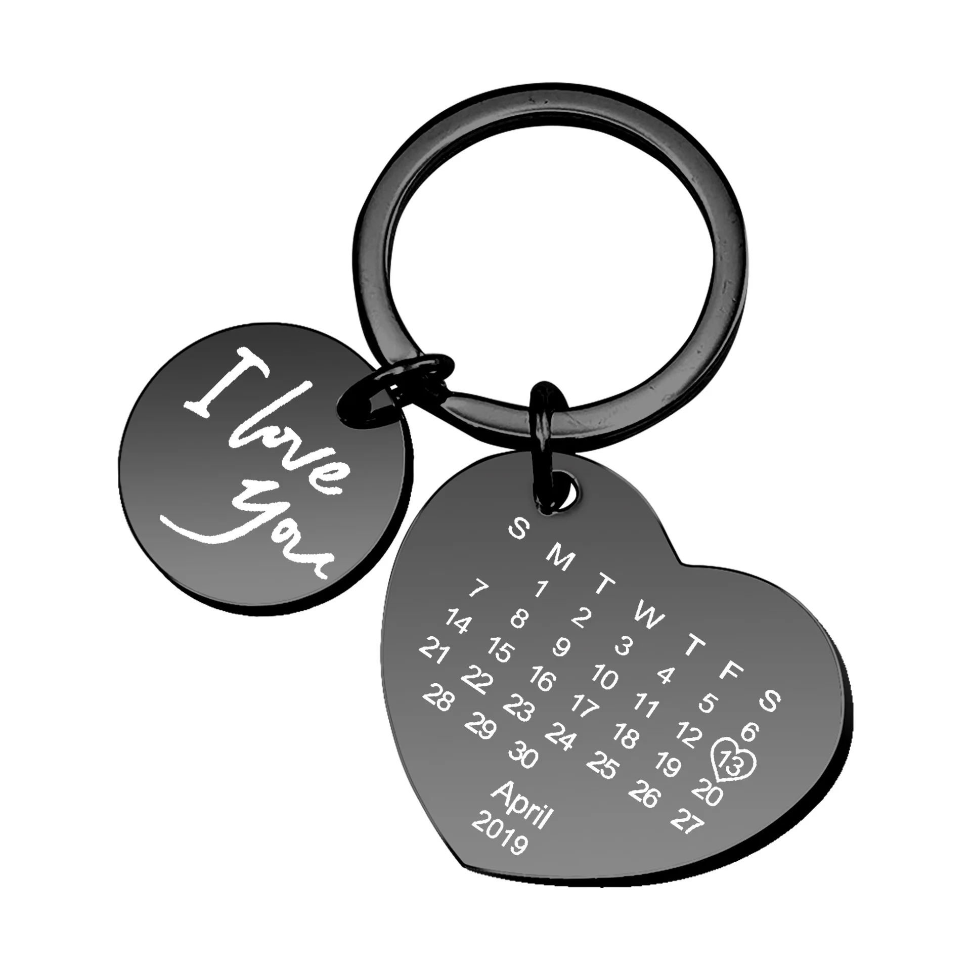 Calendar Keychains Tanabata Pendant Metal Key Chain Heart-shaped