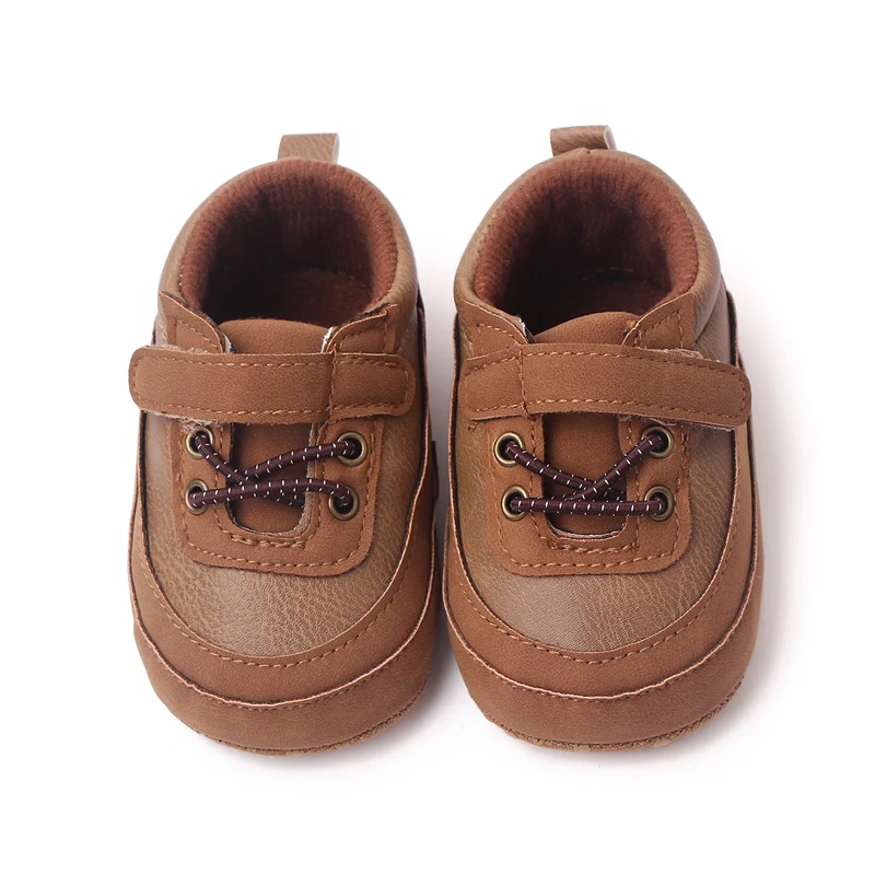 Hook&loop Design Soft PU Leather Baby Toddler Infant Shoes for Boys factory