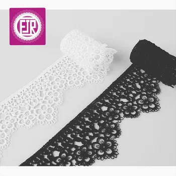 4cm wide delicate lace trim in black and white perfect for wedding dress and gown