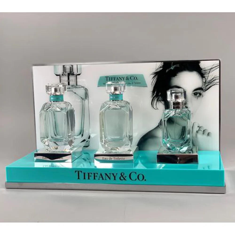 RAY YI Custom Counter Top Display Cosmetic Perfume Essential Oil LED Acrylic Light Display Stand for Shop