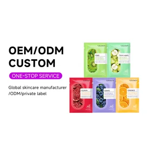 Custom Facial Sheet Masks Manufacturer Kiwi Fruit Extract Vitamin C E Moisturizing Whitening Skin Care Products Korean Face Mask