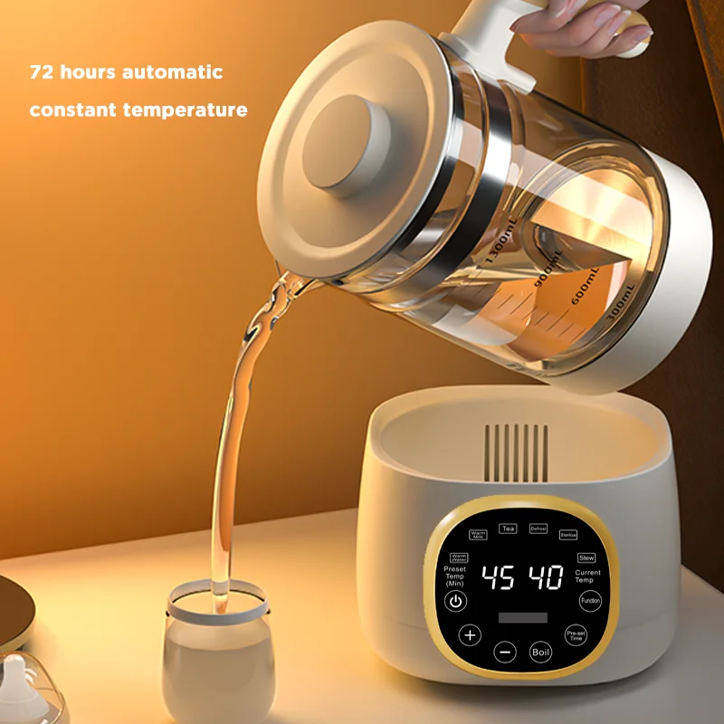 1.3l Electric Glass Baby Formula Mixing Water Kettle 72 Hours Constant