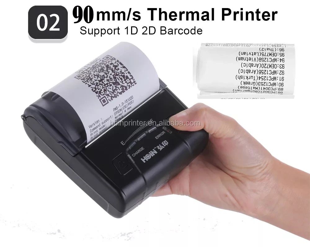 UE ASHATA Impresora térmica de Escritorio Negro 80MM Mini portátil inalámbrico BT Impresora térmica de Alta Velocidad USB Recibo Ticket Impresora POS para computadora Teléfono 