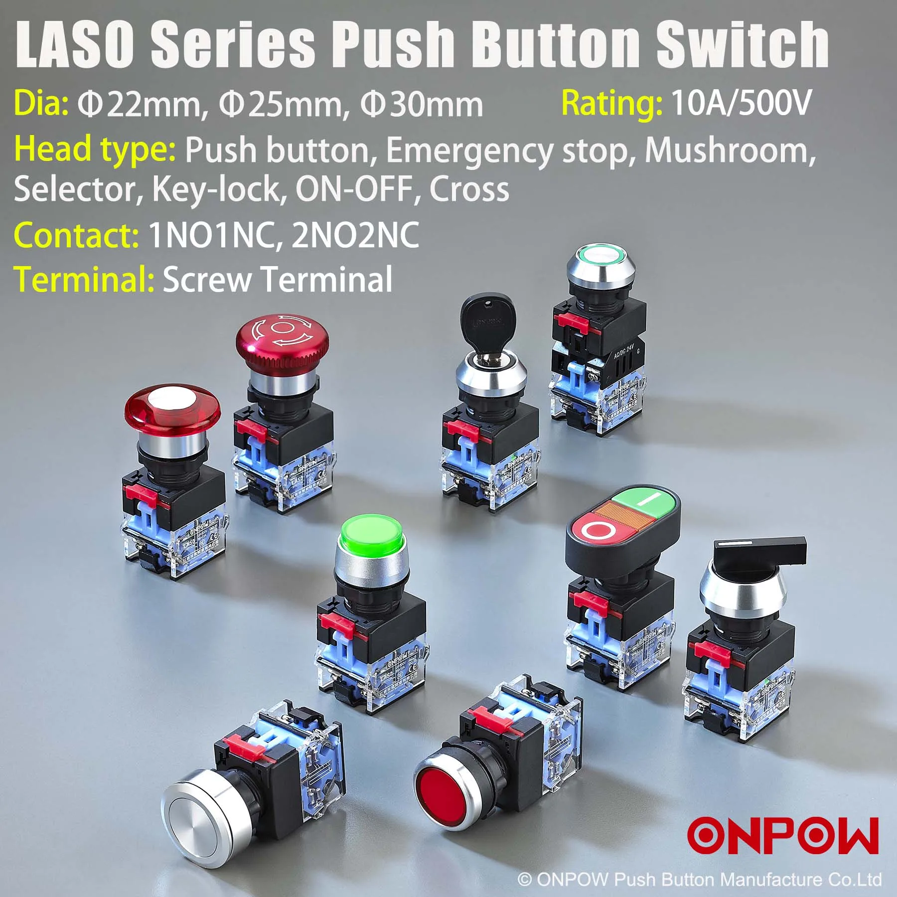 Industrial Push Button Switch Factory High Quality Plastic Push Button Switch 19mm 22mm 25mm 30mm Push Button