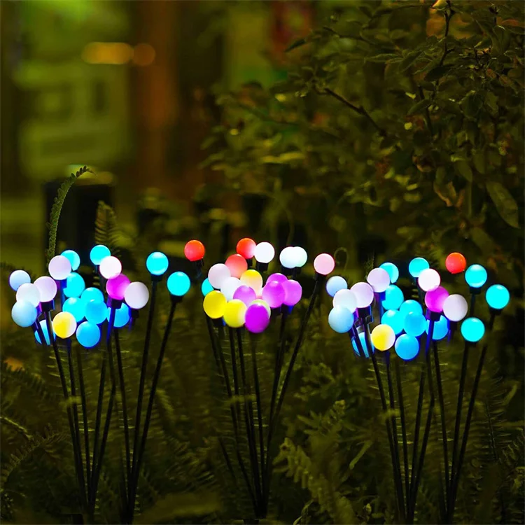Twin Pack Starburst Swaying Solar Wind Blow Decorative Solar Garden Light Outdoor Waterproof Firefly Path Party Lamp Warm White