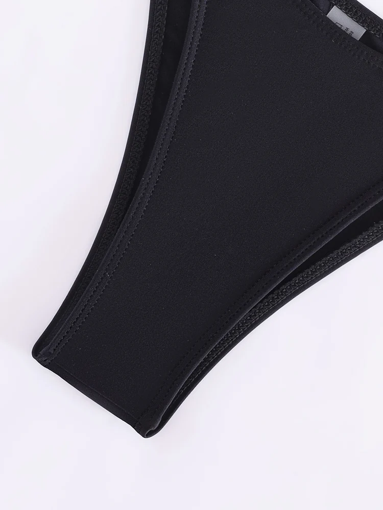 2023 High Quality Solid Black Color Split Beauty Swimsuit Tube Top Sexy ...