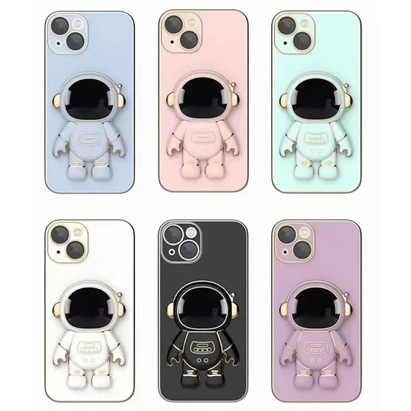 Kickstand Astronaut Phone Cases For Iphone 13 Pro Max Luxury Plating Soft Tpu Phone Cover For