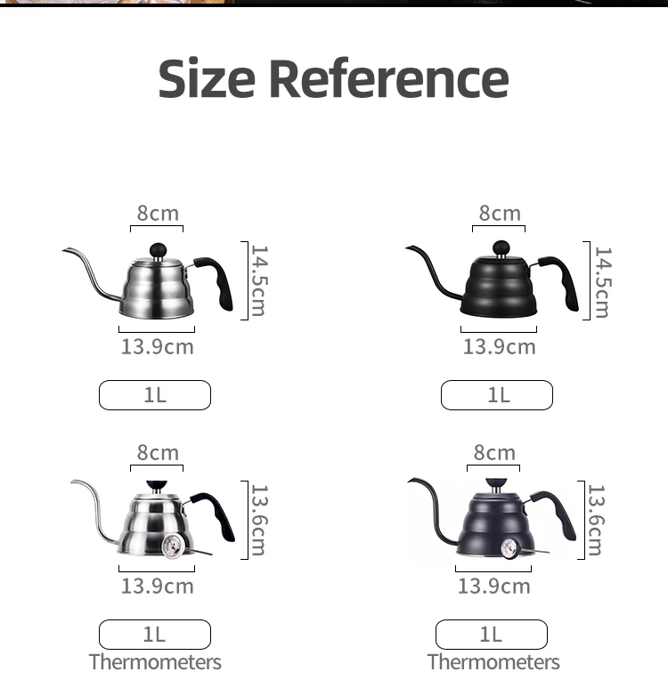 2023 new designer SUS 201 family big capacity party 1200ml temperature test thermometer flask coffee kettle pot stainless steel