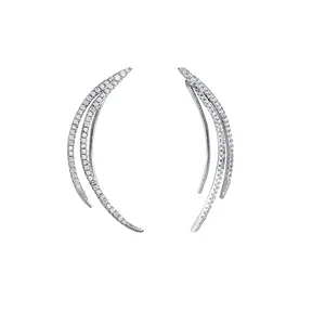 Keiyue 2026 Fashion Drop Earrings with Long Wire Shining Cubic Zirconia Pave Long Drop Design