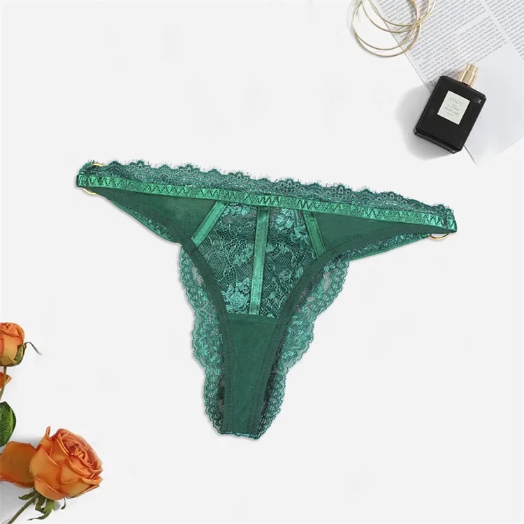 New Sexy Lace Briefs Metal Button Breathable Light Mid Waist Green Panties Buy New Breathable 