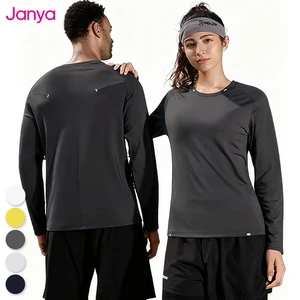 Janya Breathable Men Sports T-Shirt Unisex Compression Fitness Gym Training Top Outdoor Workout Long Sleeve Slim Fit Muscle Tee