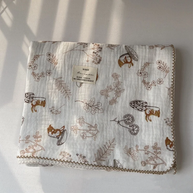 New Style 100 Cotton 2 Layer Super Soft Breathable Vintage Floral Baby