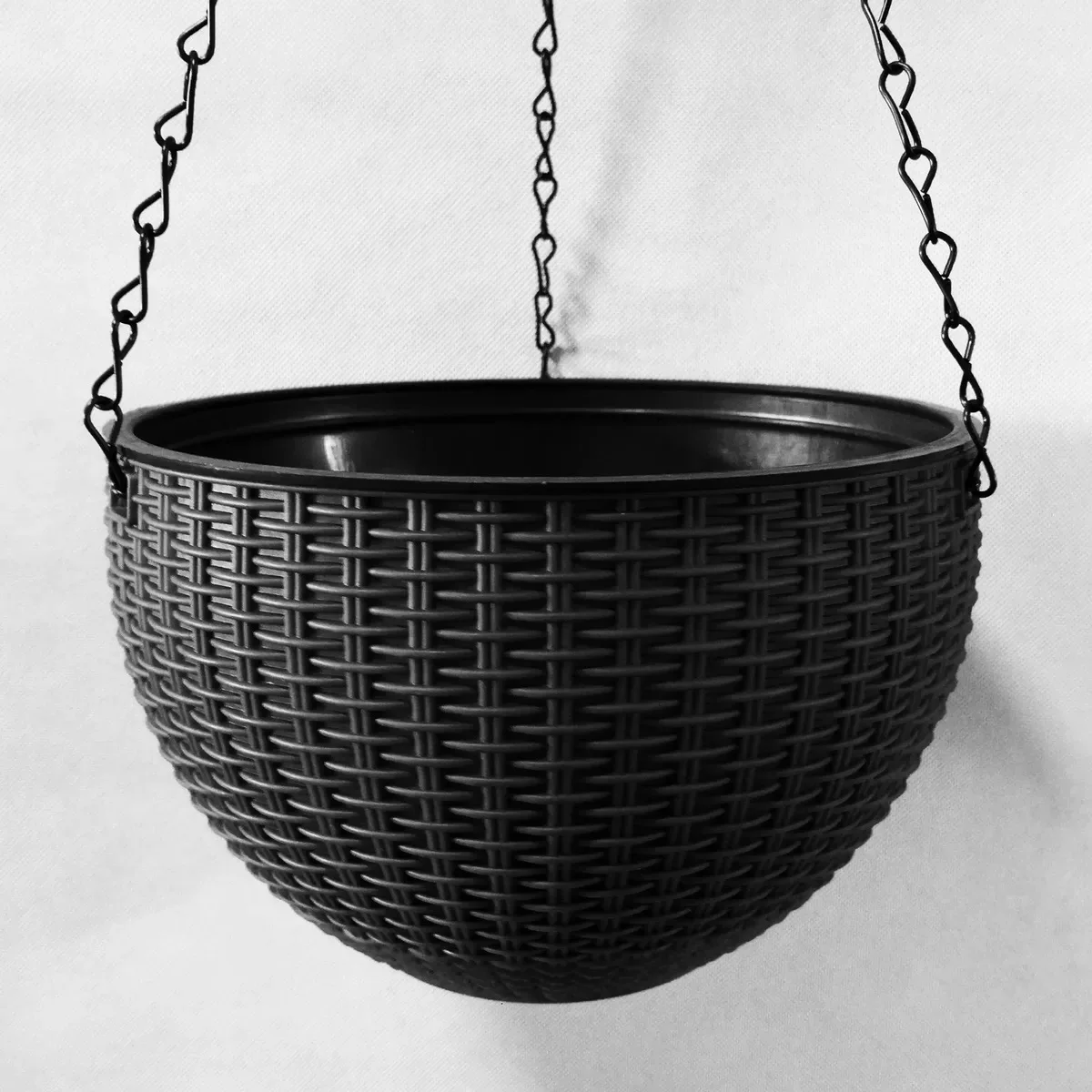 Plastic Woven Pattern Flowerpot Indoor Hanging Basket Hanging Plant