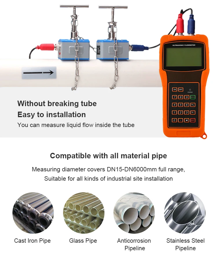Pipeline Monitoring and Leak Detection Hand Held Portable Ultrasonic Flow Meter